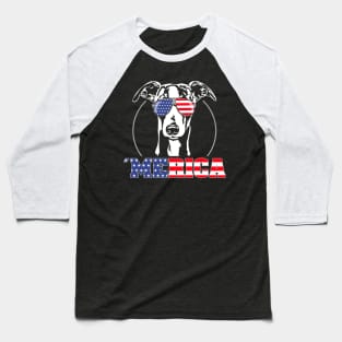 Proud Whippet American Flag Merica dog Baseball T-Shirt